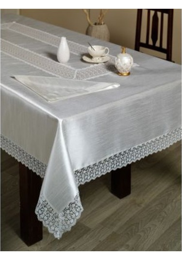 Secret House 12 Peçeteli Runnerli Sarmaşık Masa Seti Ekru 170X270