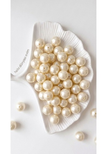 100 Gram - İnci Boncuk - 20 Mm Renk : Krem