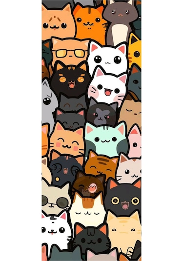 Çılgın Kediler Baskılı Araç Kapı Direk Kaplama Folyo Sticker 2'li Sağ&sol