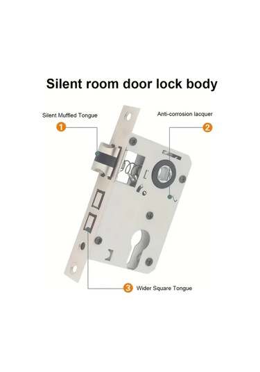 Willowhaven Yüksek Kalite Avrupa Tipi Kapı Kilidi - Sessiz Kulp, Universal Oda Kilidi, Metal Yapı