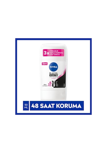 Nivea Black&White Invisible Clear Kadın Stick Deodorant 50 ML