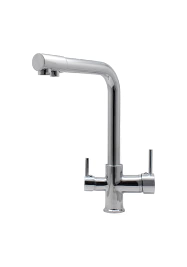 Kustar 3 Yollu Arıtma Çıkışlı Mutfak Eviye Bataryası Krom