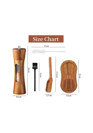 Jialan Ahşap Manuel Tuz Ve Karabiber Öğütücü Taban Seti Ahşap