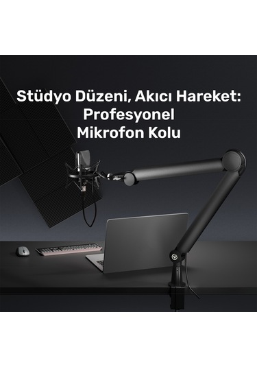 Npo Std131b Stüdyo Tasarım Kablo Yönetimli Amortisörlü Profesyonel Yayıncı Mikrofon Kolu