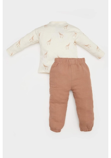 DeFacto Erkek Bebek 2'li Takım Uzun Kollu Üst Esnek Belli Pantolon E7728A525SPER238 Ekru DeFacto Erkek Bebek 2'li Takım Uzun Kollu Üst Esnek Belli Pantolon E7728A525SPER238 Ekru