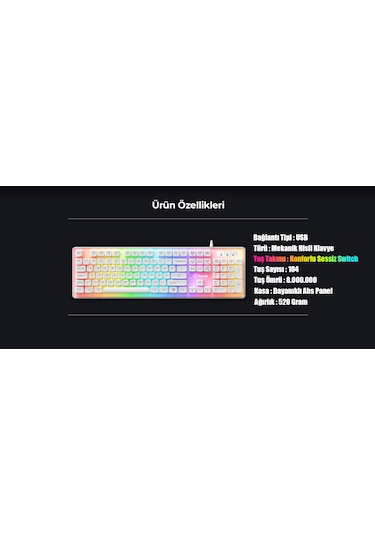 North Paladin Mekanik Hisli Türkçe RGB Gaming Klavye