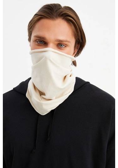 Erkek 4 Fonksiyonlu Koruyucu Pamuklu, Esnek, Terletmez, Bandana, Boyunluk, Maske - Tek Ebat / Bej Bej