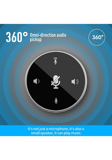 Symbee Y02 Usb Konferans Mikrofonu - 360 Tüm Yönlü Ses Alıcı, Gömülü Hoparlör, Plug & Play, Ofis/online Eğitim/voice Chat İçin Altın