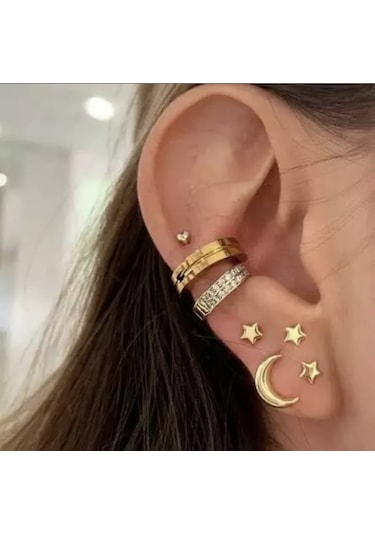 Girift Vintage 7 Adet Küpe Seti Gold
