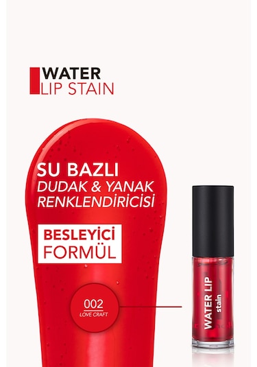 Flormar Kalıcı Mat Dudak Tint'i (Kırmızı) - Water Lip Stain - 002 Love Craft - 8682536042178
