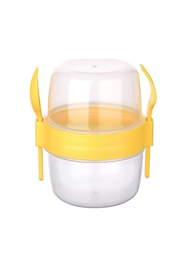 Çift Hazneli - Çatal Kaşıklı Portatif Müsli -atıştırmalık Kabı 50