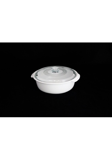 Pomax 1.9 Litre 29.5 CM Porselen Fırın Kabı Tencere Tipli Yuvarla Beyaz