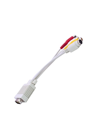 15 Cm. Vga Erkek To 3 Rca Dişi + S Video Dişi Dönüştürücü Kablo