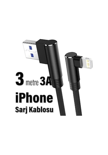 Hasır 3a Apple iPhone Uyumlu Lightning To Usb Hızlı Şarj Kablosu 3 Metre Uzunluk