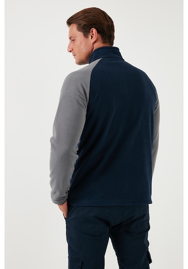 Buratti Slim Fit Yarım Fermuarlı Kışlık Şardonlu Erkek Polar 5906055 Lacivert