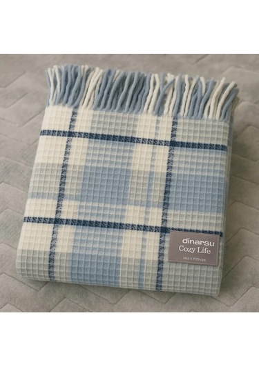 Dinarsu Cozy Life Tv Battaniyesi Mavi Buz Mavisi