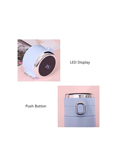 Qingmipy 420ml Akıllı Sıcaklık Gösteren Termos Bardak - Led Dokunmatik Ekran, Çelik İç/dis, Seyahat İçin Siyah Düğme Pil Değiştirilemez