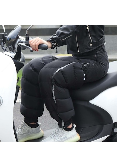 Sones Elektrikli Bisiklet Kış Motosiklet Ön Cam Su Geçirmez Sıcak Bacak Örtüsü Kadife Yastıklı Diz Pedleri 60 CM Siyah