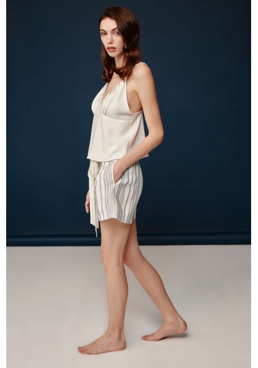 Bonnie&Clyde - Kadın Ekru Viskon Şort Takımı  30002 Ekru