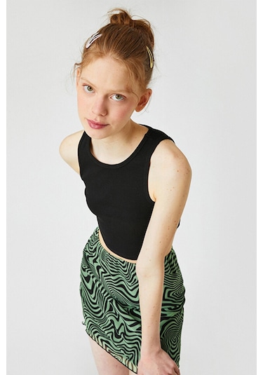 Koton Kadın Halter Yaka Crop Atlet 2YAL38009OK Siyah