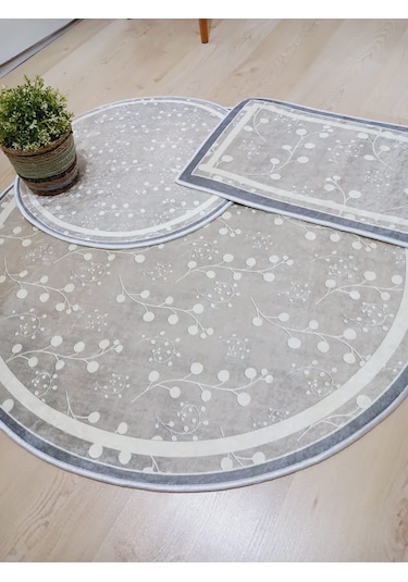 Pamuk Dokuma Taban Yuvarlak Banyo Halısı 100x100-60x60-40x60 Cm