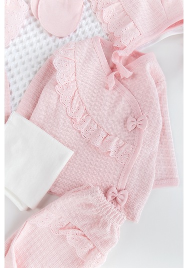 Fistolu Kendinden Desenli 10'lu Kız Bebek Hastane Çıkışı Bebek Takımı Çok Renkli