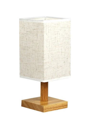 Yunboo Yatak Odası Dekoratif Led Küçük Gece Lambası - Ahşap Kasa, Keten Abajur, Usb Tak Ve Kullandır, Sıcak Işık, Modern Ve Rustik Stilleri Tamamlama Beyaz