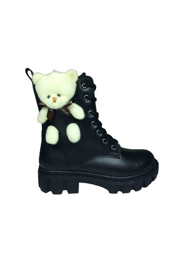 Ortopedikal 1087 Filet Kız Çocuk Siyah Ayıcıklı Bot Bağcıklı Siyah