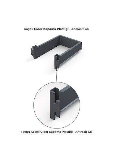 Mesan Köşeli Gider Kapama H:70mm Antrasit