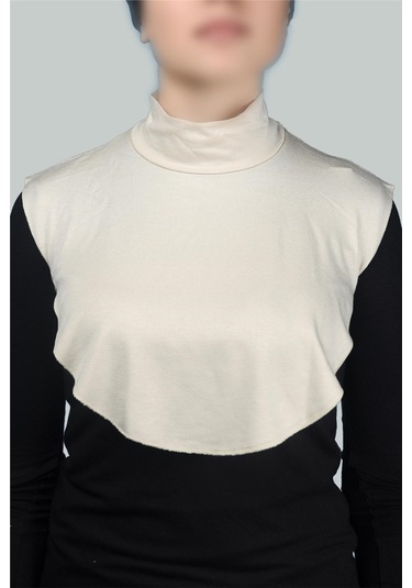 Altobeh Düz Balıkçı Yaka Boğazlı Penye Tesettür Kadın Yakalık Boyunluk - Krem