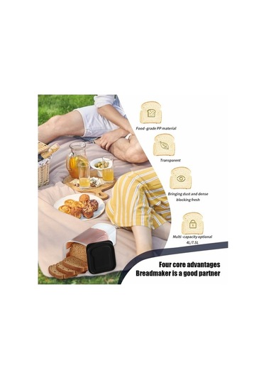 Pazly Kapaklı Hava Geçirmez Ekmek Saklama Kaba Şeffaf Plastik Mutfak Ekmek Kutusu Bpa İçermez, Fda Yok Siyah Siyah