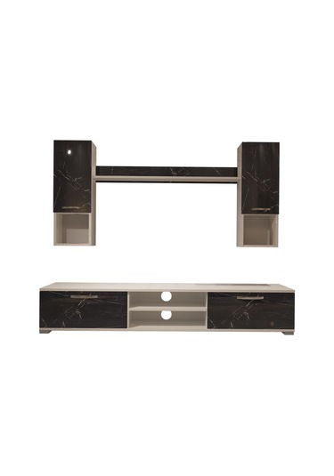 Decoraktiv Eko 5da Mdf Dvd Tv Ünitesi Tv Sehpası Beyaz - Siyah Mermer