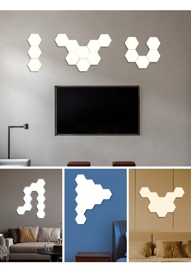 Duvar Lambası Yaratıcı Gece Lambası Led Yatak Odası Dekoratif Altıgen Modül Petek Modelleme Lambası Başucu Arka Plan Işıkları Diğer