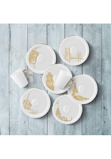 Koleksiyon Eseri İstanbul Türk Kahve Seti Nostalji 6 Lı