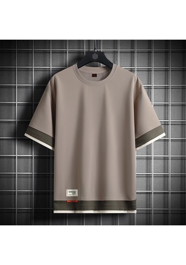 Erkek Kısa Kollu Tişört, 8817 Gri Kayısı Diğer