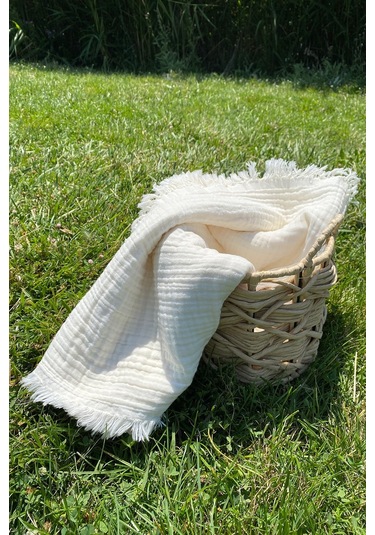 Babywom 4 Katlı Müslin Bebek-Çocuk Battaniyesi 110X110Cm- 1001 Beyaz