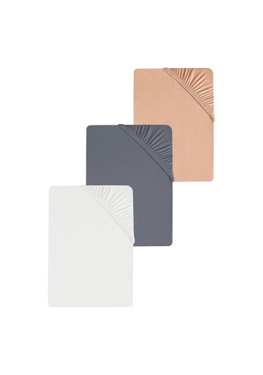 3 Adet Düz Pamuklu Çift Kişilik 200 X 200 Cm Lastikli Penye Çarşaf-yavruağzı-beyaz Yavruağzı - Beyaz