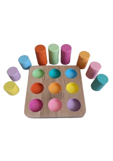 Moccotoys Montessori Eşleştirme Tablalı Silindir Seti - 9 Lu