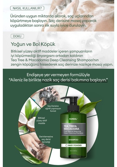 Kundal Baby Powder Tea Tree & Macadamia Deep Cleansing Shampoo 500 ML