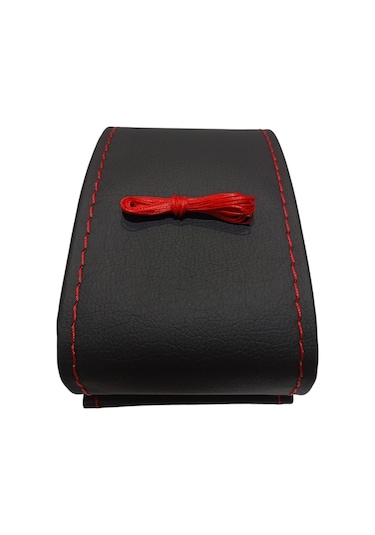 Citroen C4 2004-2010 Uyumlu Direksiyon Kılıfı Dikmeli Siyah Deri / Kırmızı Dikişli