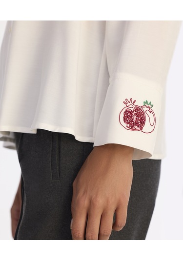 Yargıcı Geniş Şal Yaka Uzun Kol Gömlek 25kkgm6023x 006 Ekru