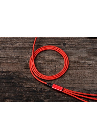 Lemestar 3'ü 1 Arada Hızlı Şarj Kablosu - Type C, Lightning, Micro Usb Uyumlu - Dayanıklı Örgülü Tasarım