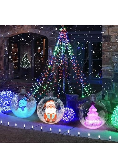 Suofeng Noel Karakterli Hava Dolu Dekoratif Top - Bahçe Çim Alani Bayram Dekoru