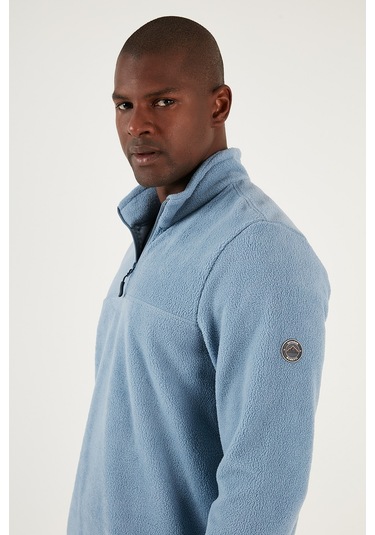 Buratti Slim Fit Yarım Fermuarlı Yumuşak Dokulu Şardonlu Kışlık Erkek Polar 59060011 Koyu Mavi
