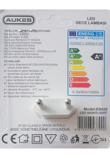 Aukes Led Gece Lambası Çok Renkli