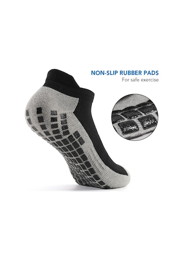 Maiyame Nefes Alabilen, Kaydırmaz Tabanlı Yoga Ve Spor Çorapları - Tek Boy, Yüksek Yoğunluklu Pamuk Siyah