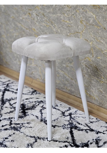 Kare Beyaz Boyalı Konik Ayaklı Tabure - Oturak - Bar Taburesi - A Çok Renki