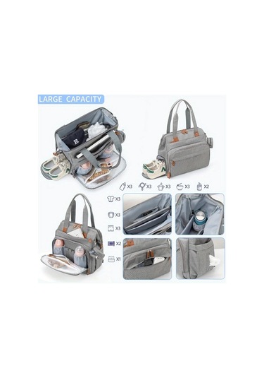 Jialan Anne Çantası Büyük Kapasiteli Çok Fonksiyonlu Anne Sırt Gri