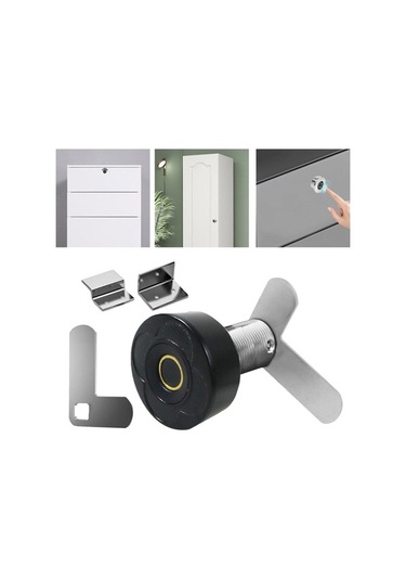 Createtech Homyl Parmak İzi Dolap Kilidi - Ev & Ofis Çekmeceleri İçin Gizli 30mm Siyah