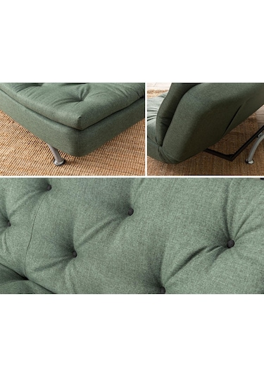 Pafu Rivo Üçlü Yataklı Koltuk - Keten Haki Haki